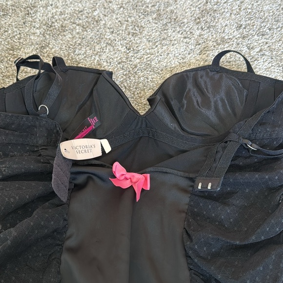 Victorias Secret lingerie black with pink bows and sparkles on front size 34B - Picture 7 of 12